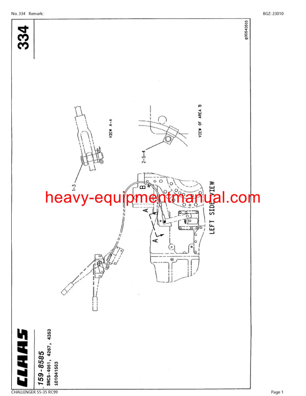 Download Claas Challenger 55-35 RC99 Tractor Parts Manual PDF SN 79101200 - 79199999