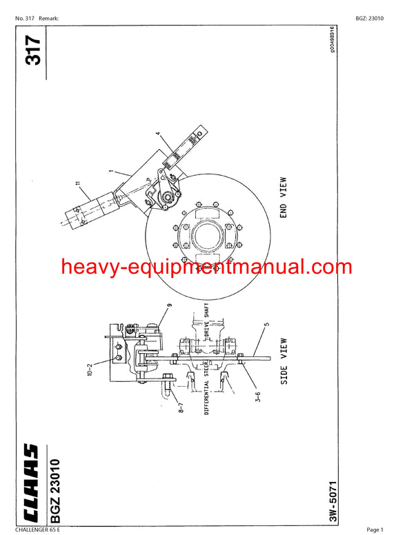 Download Claas Challenger 65 E Tractor Parts Manual PDF SN 79400001 - 79499999