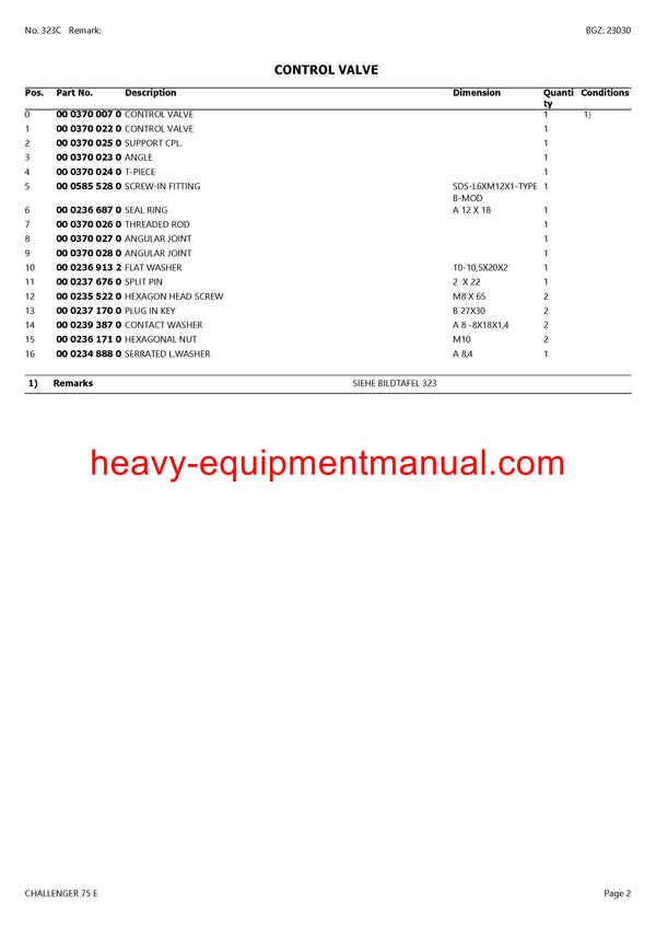 PDF Claas 75 E Challenger Tractor Parts Manual Download