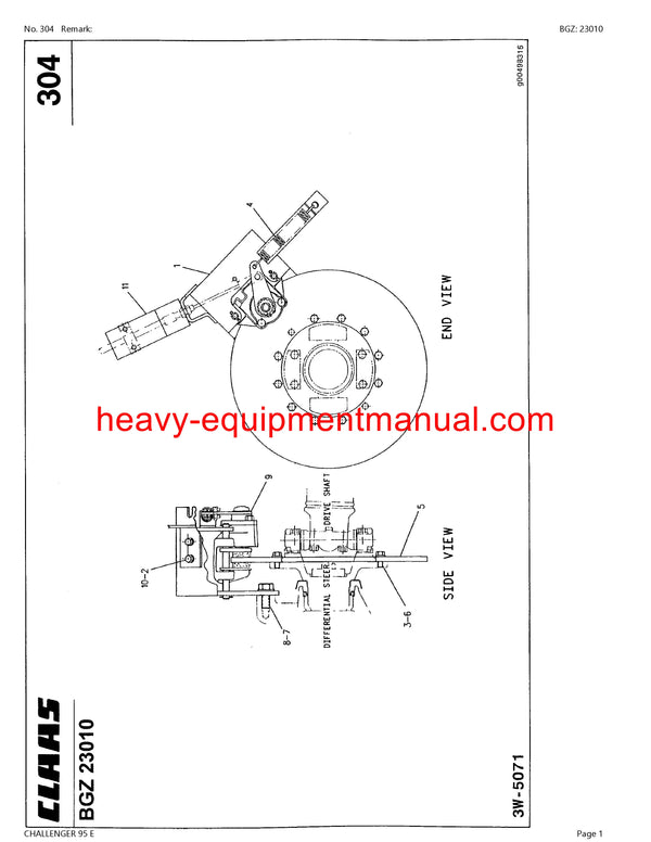 Download Claas Challenger 95 E Tractor Parts Manual PDF Sn 79700001 - 79799999