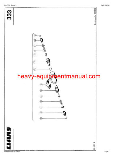 PDF Claas 114 CS Commandor Combine Parts Manual Download
