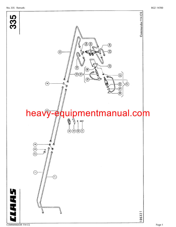 PDF Claas 114 CS Commandor Combine Parts Manual Download