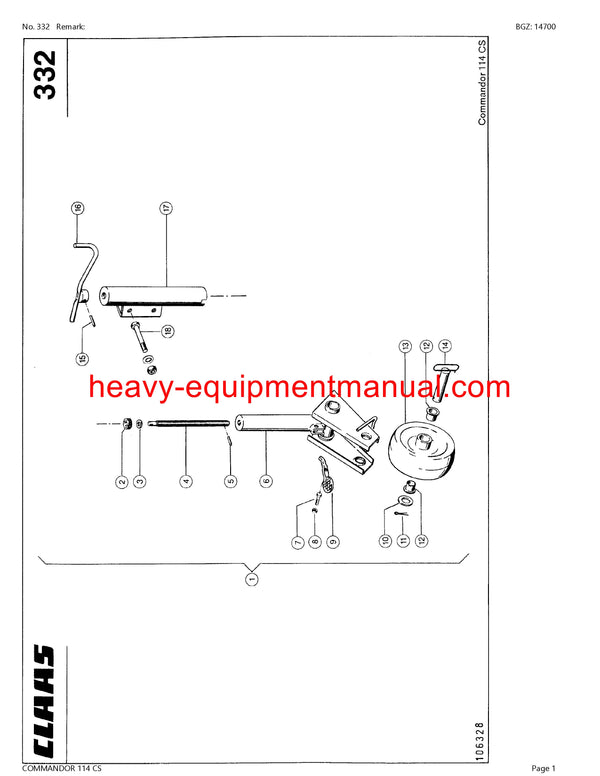 PDF Claas 114 CS Commandor Combine Parts Manual Download
