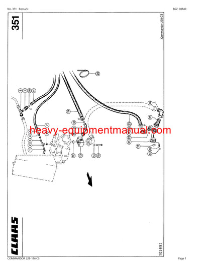 PDF Claas 228 - 116 CS Commandor Combine Parts Manual