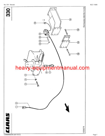 PDF Claas 228 - 116 CS Commandor Combine Parts Manual