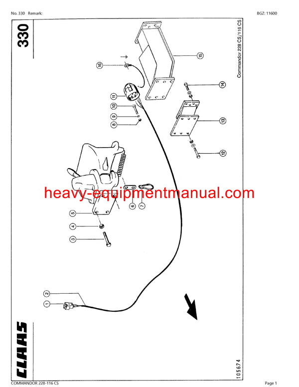 PDF Claas 228 - 116 CS Commandor Combine Parts Manual
