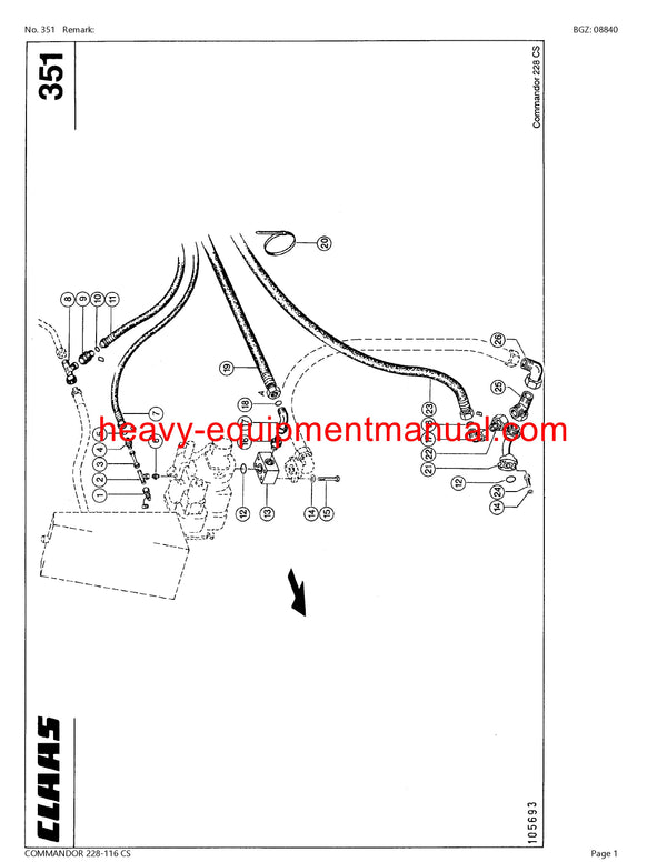 PDF Claas 228 - 116 CS Commandor Combine Parts Manual