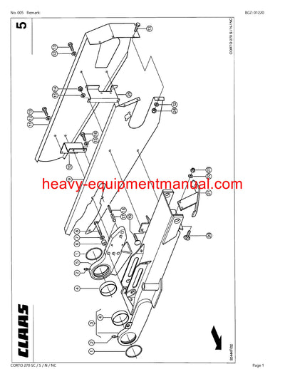 Download Claas Cort0 270SC S N NC Mower Parts Manual PDF Sn 34901001-64999999