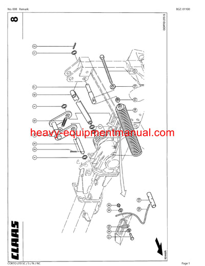 Download Claas Cort0 270SC S N NC Mower Parts Manual PDF Sn 34901001-64999999