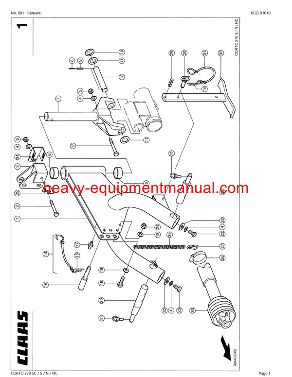 Download Claas Cort0 270SC S N NC Mower Parts Manual PDF Sn 34901001-64999999