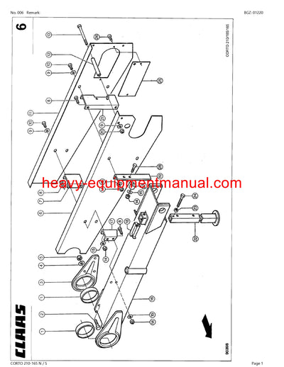 PDF Claas 210 - 165 NS Corto Mower Parts Manual Download