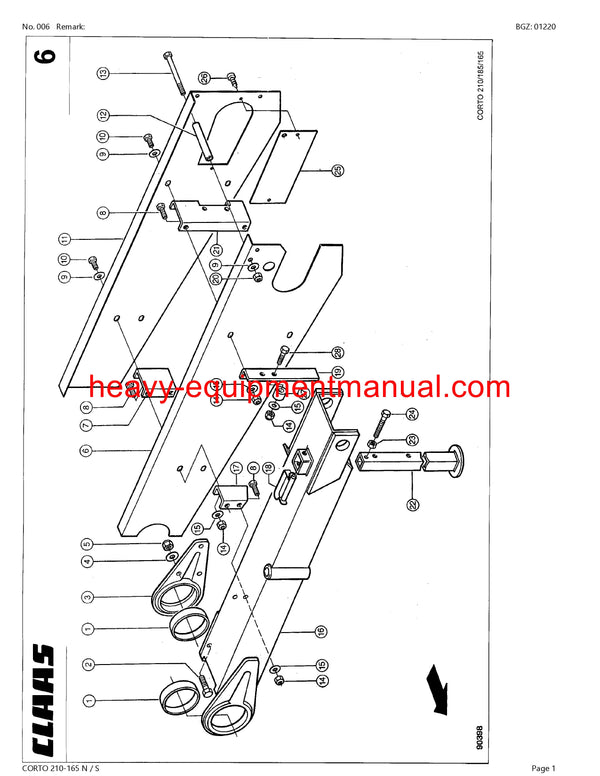 PDF Claas 210 - 165 NS Corto Mower Parts Manual Download