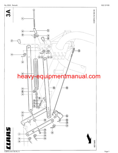 PDF Claas 210 - 165 NS Corto Mower Parts Manual Download
