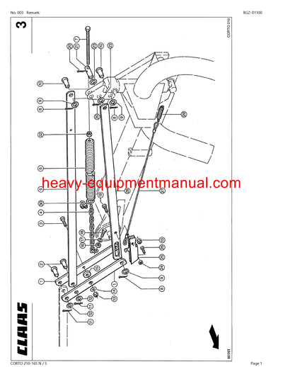 PDF Claas 210 - 165 NS Corto Mower Parts Manual Download