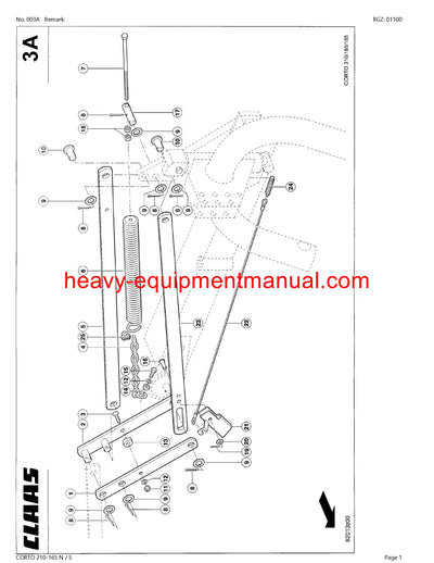 Download Claas Corto 210-165 N S Mower Parts Manual PDF 38200001-38299999