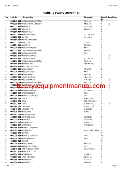 PDF Claas 210 F Corto Mower Parts Manual Download