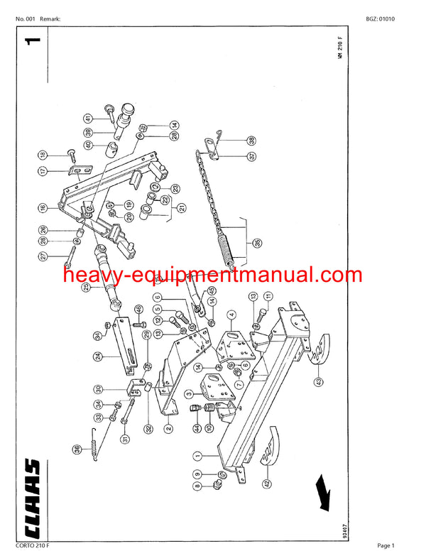 Download Claas Corto 210 F Mower Parts Manual PDF 34201001-34299999