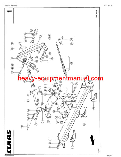 PDF Claas 250 F Corto Mower Parts Manual Download