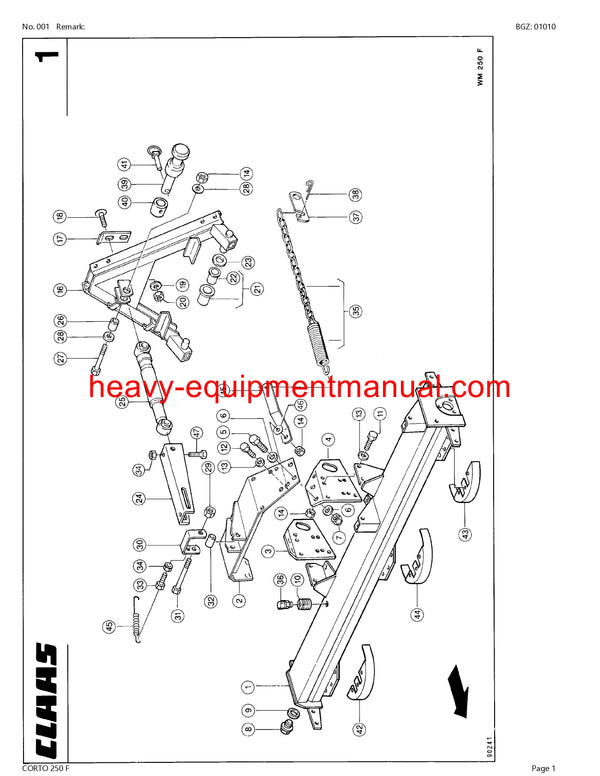PDF Claas 250 F Corto Mower Parts Manual Download