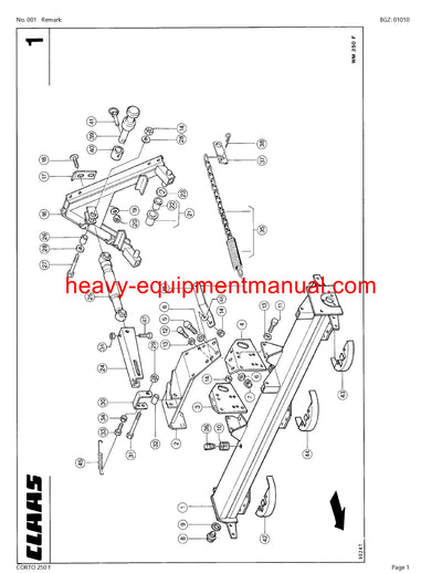 Download Claas Corto 250 F Mower Parts Manual PDF SN 34301001-34399999