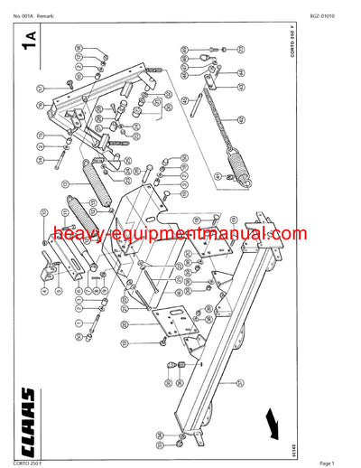 PDF Claas 250 F Corto Mower Parts Manual Download