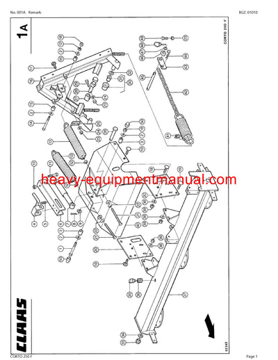 Download Claas Corto 250 F Mower Parts Manual PDF SN 34301001-34399999