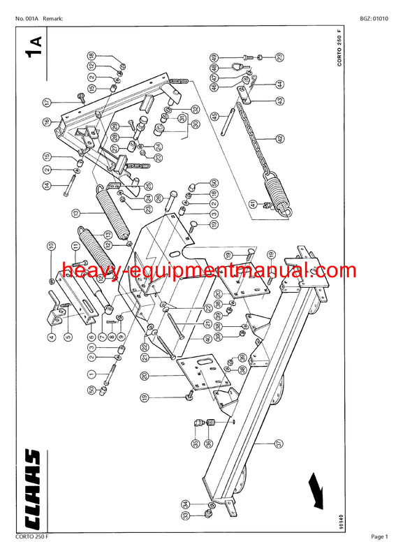 Download Claas Corto 250 F Mower Parts Manual PDF SN 34301001-34399999