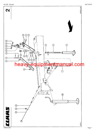 PDF Claas 250 Corto Mower Parts Manual Download