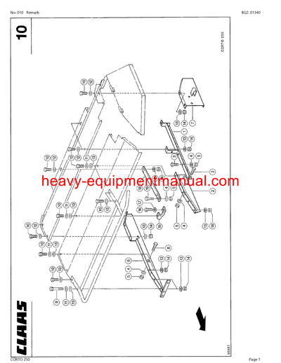 Download Claas Corto 250 Mower Parts Manual PDF SN 34401001-34499999