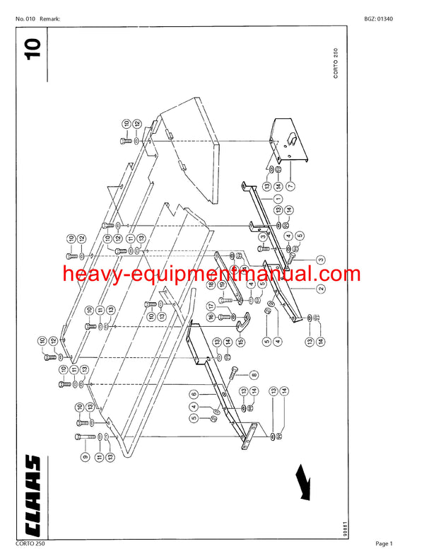 Download Claas Corto 250 Mower Parts Manual PDF SN 34401001-34499999