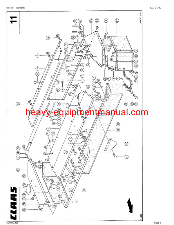Download Claas Corto 250 Mower Parts Manual PDF SN 34401001-34499999