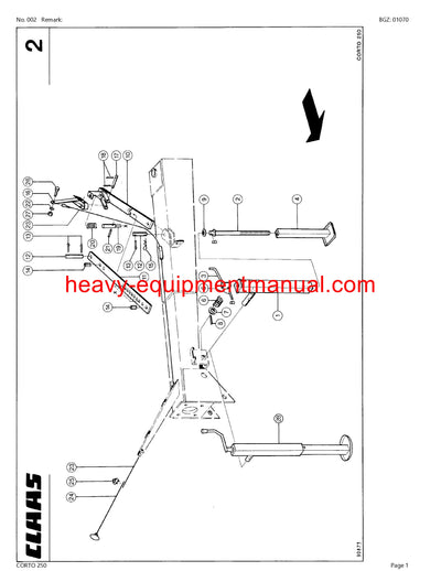 Download Claas Corto 250 Mower Parts Manual PDF SN 34401001-34499999