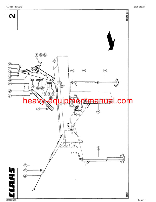 Download Claas Corto 250 Mower Parts Manual PDF SN 34401001-34499999