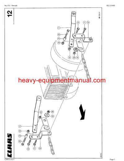 PDF Claas 252 F Corto Mower Parts Manual Download