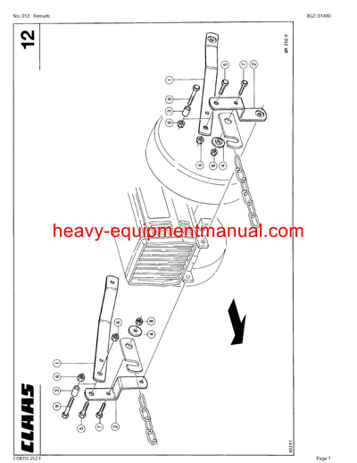Download Claas Corto 252 F Mower Parts Manual PDF SN 64001001-64099999