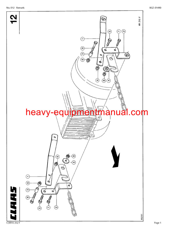 Download Claas Corto 252 F Mower Parts Manual PDF SN 64001001-64099999