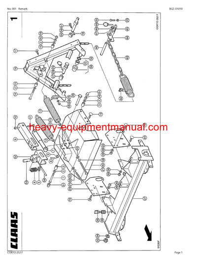 Download Claas Corto 252 F Mower Parts Manual PDF SN 64001001-64099999