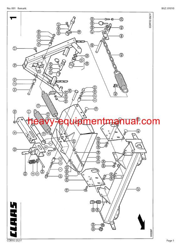 Download Claas Corto 252 F Mower Parts Manual PDF SN 64001001-64099999