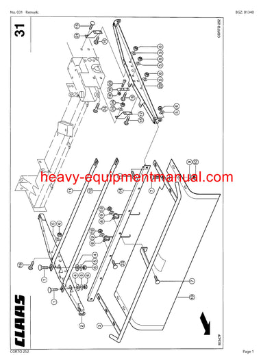 PDF Claas 252 Corto Mower Parts Manual Download