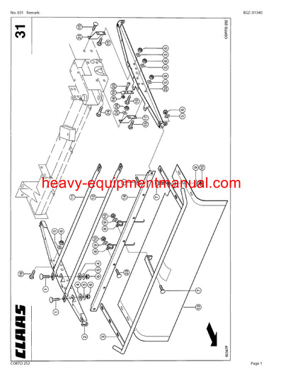 Download Claas Corto 252 Mower Parts Manual PDF SN 64801001-64899999