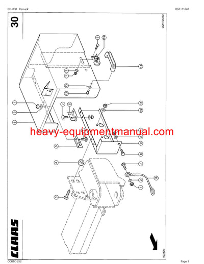 Download Claas Corto 252 Mower Parts Manual PDF SN 64801001-64899999