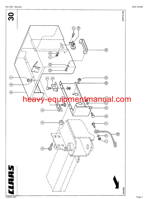 Download Claas Corto 252 Mower Parts Manual PDF SN 64801001-64899999