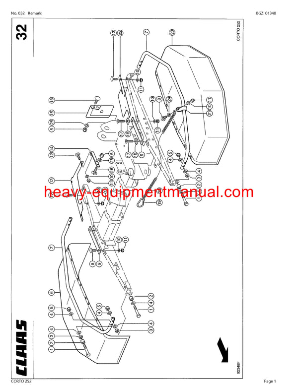 Download Claas Corto 252 Mower Parts Manual PDF SN 64801001-64899999