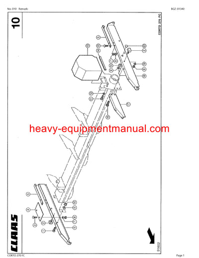 Download Claas Corto 270 FC Mower Parts Manual PDF SN 64101001-64199999