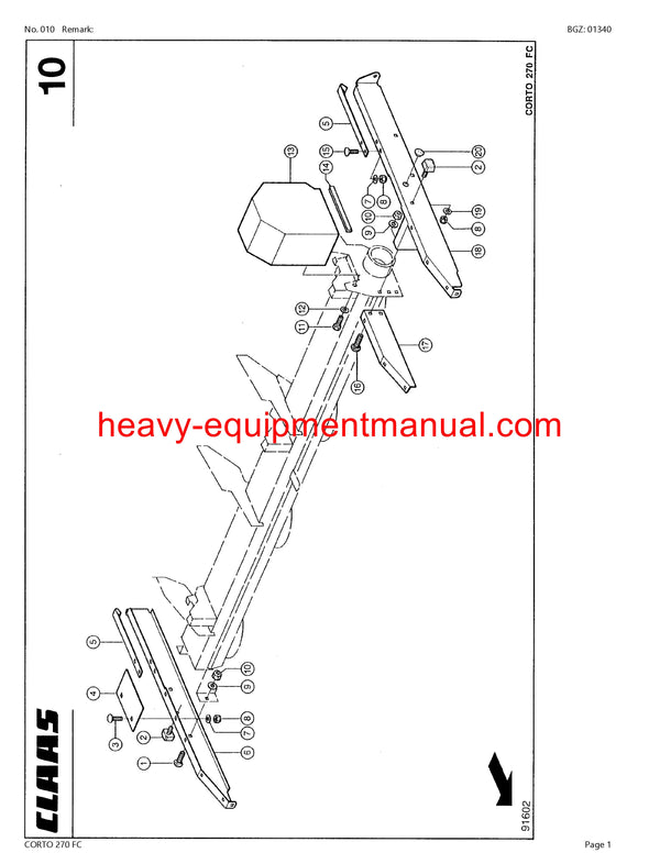 Download Claas Corto 270 FC Mower Parts Manual PDF SN 64101001-64199999