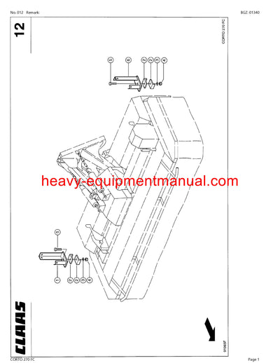Download Claas Corto 270 FC Mower Parts Manual PDF SN 64101001-64199999