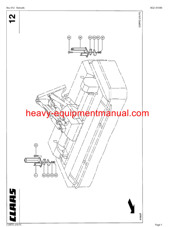 Download Claas Corto 270 FC Mower Parts Manual PDF SN 64101001-64199999