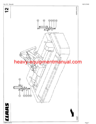 PDF Claas 270 FC Corto Mower Parts Manual Download