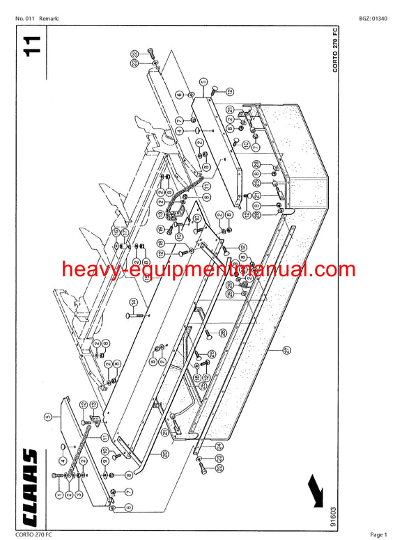 PDF Claas 270 FC Corto Mower Parts Manual Download