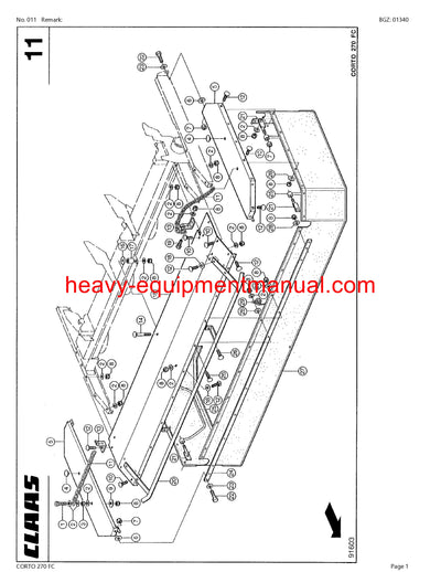 Download Claas Corto 270 FC Mower Parts Manual PDF SN 64101001-64199999
